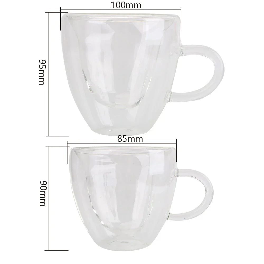 Heart-Shaped Double Glass Mug