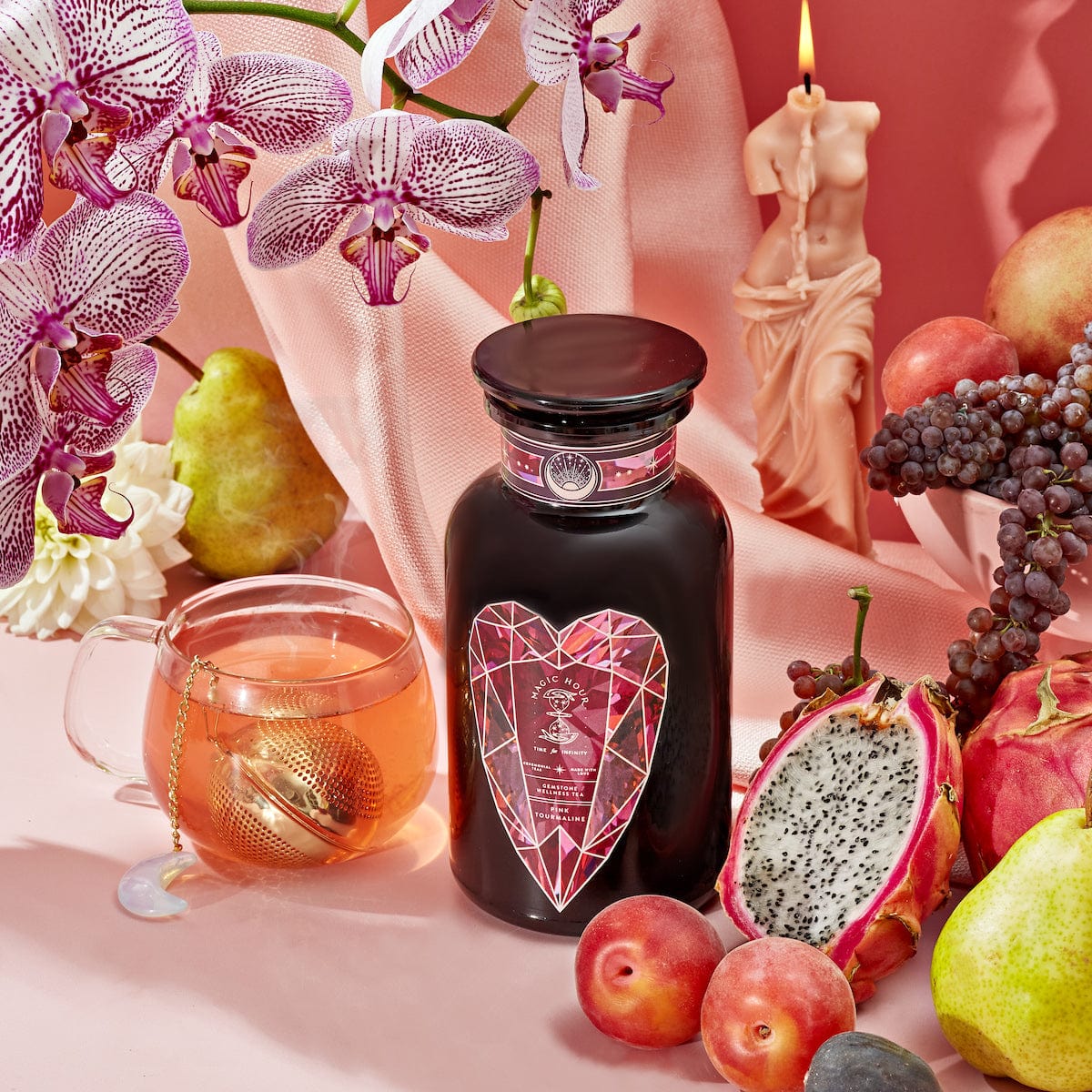 Pink Tourmaline: Organic Dragon fruit Hibiscus White Tea for Women's Health