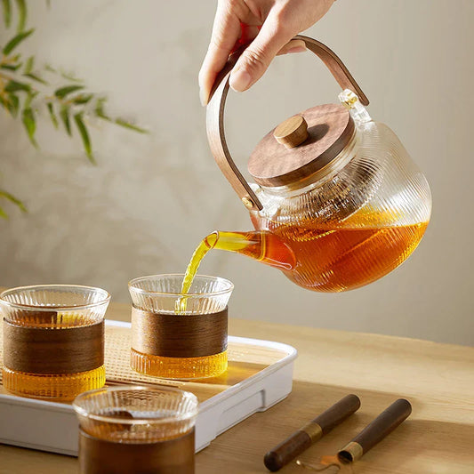 Glass Teapot With Steel Filter & Tea Set